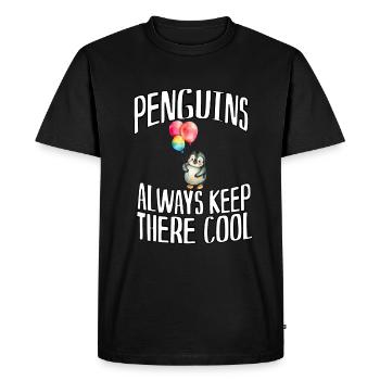 Balloon adventure with the penguin - Men's Premium Organic T-Shirt - black - Front - Nico (187cm)