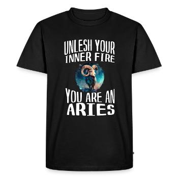 free your fire, you are an Aries - Men's Premium Organic T-Shirt - black - Front - Nico (187cm)