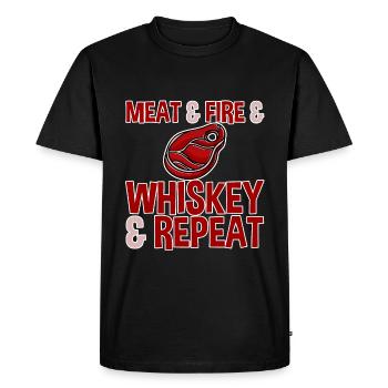 Viande et feu et whisky et répéter 2 - T-shirt Premium bio Homme - noir - Devant - Nico (187cm)