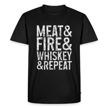 Viande et feu et whisky et répéter 3 - T-shirt Premium bio Homme - noir - Devant - Nico (187cm)