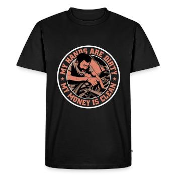 My Hands Are Dirty, My Money Is Clean 19 - Men's Premium Organic T-Shirt - black - Front - Nico (187cm)