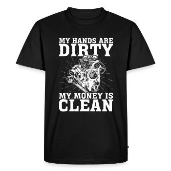 My Hands Are Dirty, My Money Is Clean 20 - Men's Premium Organic T-Shirt - black - Front - Nico (187cm)