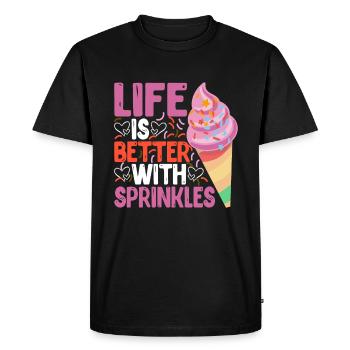 La vie est meilleure avec Sprinkles 17 - T-shirt Premium bio Homme - noir - Devant - Nico (187cm)