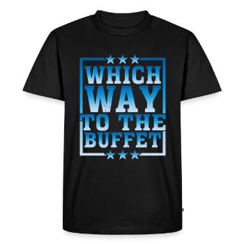 Which Way To The Buffet 27 - Men's Premium Organic T-Shirt - black - Front - Nico (187cm)