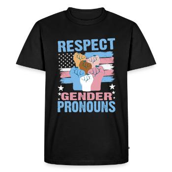 Respecter les pronoms de genre 3 - T-shirt Premium bio Homme - noir - Devant - Nico (187cm)