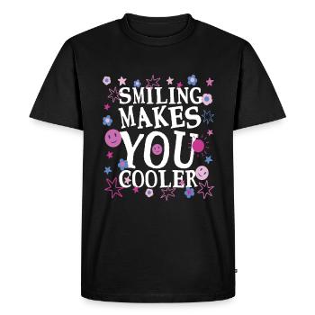 Smiling Makes You Cooler 3 - Men's Premium Organic T-Shirt - black - Front - Nico (187cm)
