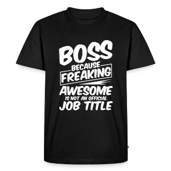 Patron, parce que génial n’est pas un titre de poste officiel4 - T-shirt Premium bio Homme - noir - Devant - Nico (187cm)