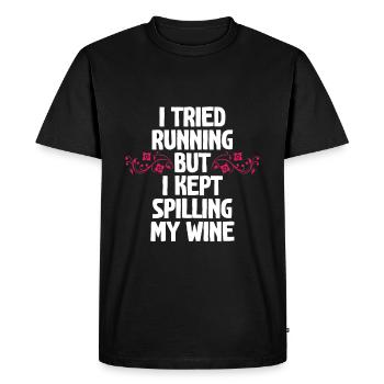 J’ai essayé de courir, mais j’ai continué à renverser mon vin - T-shirt Premium bio Homme - noir - Devant - Nico (187cm)