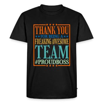 Merci d’être une équipe géniale 6 - T-shirt Premium bio Homme - noir - Devant - Nico (187cm)