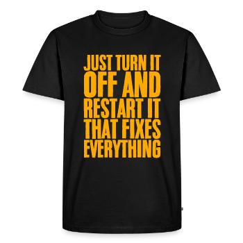 Il suffit de l’éteindre et de le redémarrer - T-shirt Premium bio Homme - noir - Devant - Nico (187cm)