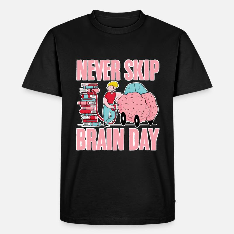 Never Skip Brain Day 4 - Männer Premium Bio T-Shirt - Schwarz