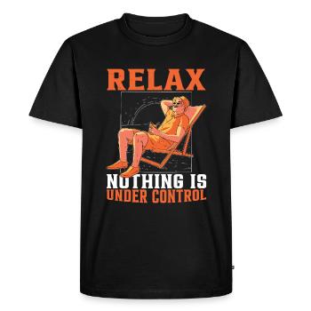 Relax, Nothing Is Under Control 30 - Men's Premium Organic T-Shirt - black - Front - Nico (187cm)