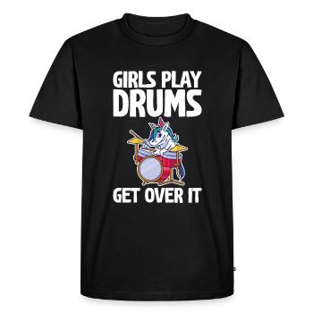 Girls Play Drums, Get Over It 2 - Men's Premium Organic T-Shirt - black - Front - Nico (187cm)