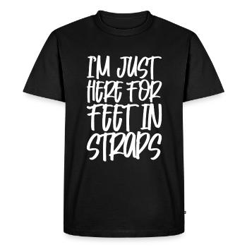 Je suis juste là pour les pieds dans les sangles - T-shirt Premium bio Homme - noir - Devant - Nico (187cm)