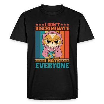 Je ne fais pas de discrimination Je déteste tout le monde 16 - T-shirt Premium bio Homme - noir - Devant - Nico (187cm)