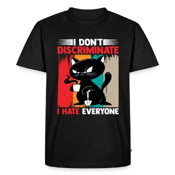 Je ne fais pas de discrimination Je déteste tout le monde 17 - T-shirt Premium bio Homme - noir - Devant - Nico (187cm)