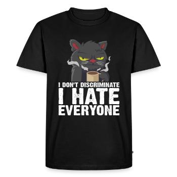 Je ne fais pas de discrimination Je déteste tout le monde 18 - T-shirt Premium bio Homme - noir - Devant - Nico (187cm)
