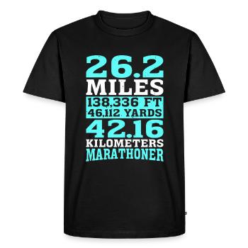 26,2 milles 138 336 pi 46 112 verges 42,16 km 2 - T-shirt Premium bio Homme - noir - Devant - Nico (187cm)