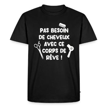 Pas besoin de cheveux avec ce corps de rêve - T-shirt Premium bio Homme - noir - Devant - Nico (187cm)