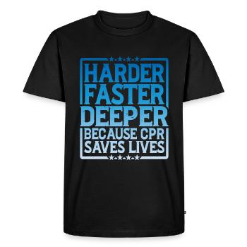 Plus difficile, plus rapide, plus profond parce que la RCR sauve des vies 8 - T-shirt Premium bio Homme - noir - Devant - Nico (187cm)