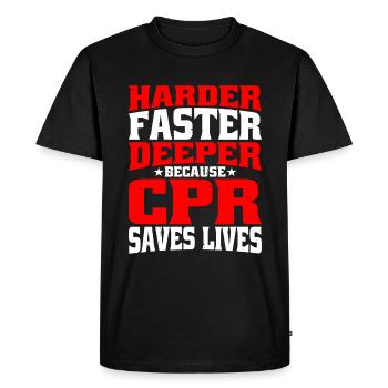 Plus difficile, plus rapide, plus profond parce que la RCR sauve des vies 7 - T-shirt Premium bio Homme - noir - Devant - Nico (187cm)