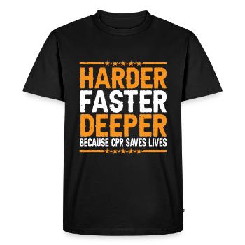Plus difficile, plus rapide, plus profond parce que la RCR sauve des vies 9 - T-shirt Premium bio Homme - noir - Devant - Nico (187cm)
