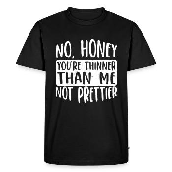 Non, chérie, tu es plus mince que moi, pas plus jolie 4 - T-shirt Premium bio Homme - noir - Devant - Nico (187cm)