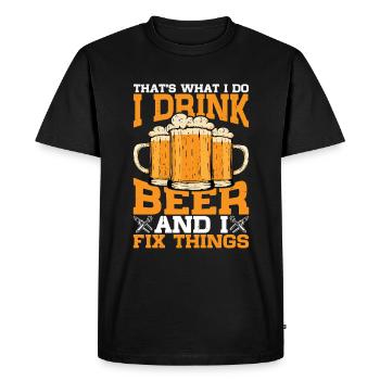 C’est ce que je fais, je bois de la bière et je répare les choses 3 - T-shirt Premium bio Homme - noir - Devant - Nico (187cm)