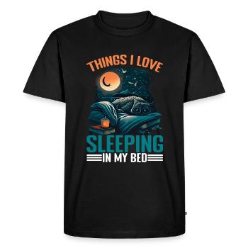 Les choses que j’aime, dormir dans mon lit 13 - T-shirt Premium bio Homme - noir - Devant - Nico (187cm)