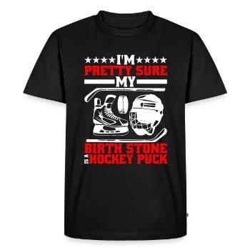Je suis presque sûr que ma pierre de naissance est une rondelle de hockey 2 - T-shirt Premium bio Homme - noir - Devant - Nico (187cm)