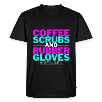 Coffee Scrubs And Rubber Gloves #nurselife 2 - Men's Premium Organic T-Shirt - black - Front - Nico (187cm)