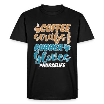 Coffee Scrubs And Rubber Gloves #nurselife 4 - Men's Premium Organic T-Shirt - black - Front - Nico (187cm)