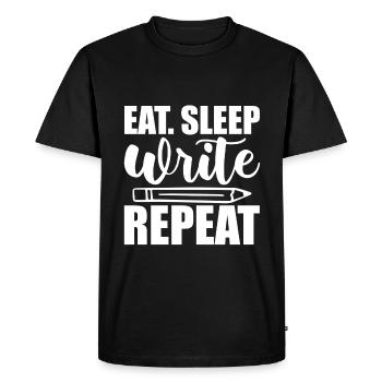 Manger Dormir Écrire Répéter 2 - T-shirt Premium bio Homme - noir - Devant - Nico (187cm)