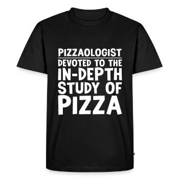 Pizzaologist, To The In-Depth Study Of Pizza - Men's Premium Organic T-Shirt - black - Front - Nico (187cm)