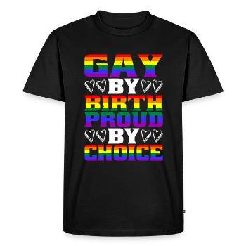 Gay de naissance Fier par choix - T-shirt Premium bio Homme - noir - Devant - Nico (187cm)