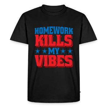 Homework Kills My Vibes - Men's Premium Organic T-Shirt - black - Front - Nico (187cm)