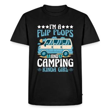 Je suis une fille de Flip Flops et de Camping - T-shirt Premium bio Homme - noir - Devant - Nico (187cm)