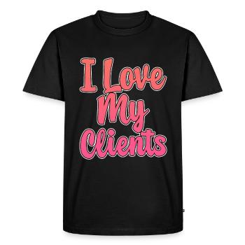 I Love My Clients - Men's Premium Organic T-Shirt - black - Front - Nico (187cm)