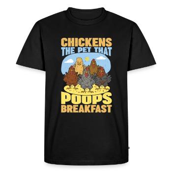 Les poulets, l’animal qui fait caca Petit déjeuner - T-shirt Premium bio Homme - noir - Devant - Nico (187cm)