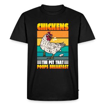 Les poulets, l’animal de compagnie qui fait caca Petit-déjeuner 2 - T-shirt Premium bio Homme - noir - Devant - Nico (187cm)