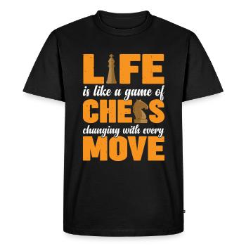 La vie est comme une partie d’échecs 3 - T-shirt Premium bio Homme - noir - Devant - Nico (187cm)
