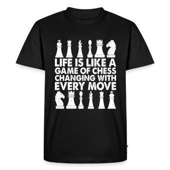 La vie est comme une partie d’échecs 4 - T-shirt Premium bio Homme - noir - Devant - Nico (187cm)