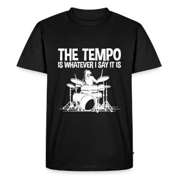 Le tempo est quoi que je dise c’est 4 - T-shirt Premium bio Homme - noir - Devant - Nico (187cm)