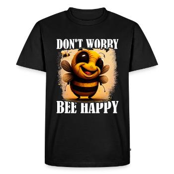 Don't Worry Bee Happy 44 - Men's Premium Organic T-Shirt - black - Front - Nico (187cm)