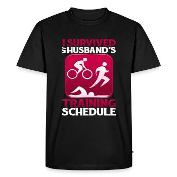 I Survived My Husband's Training Schedule 20 - Men's Premium Organic T-Shirt - black - Front - Nico (187cm)