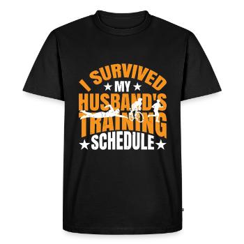 I Survived My Husband's Training Schedule 21 - Men's Premium Organic T-Shirt - black - Front - Nico (187cm)