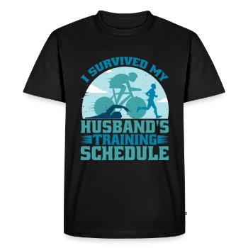 I Survived My Husband's Training Schedule 19 - Men's Premium Organic T-Shirt - black - Front - Nico (187cm)