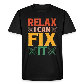 Relax I Can Fix It 14 - Men's Premium Organic T-Shirt - black - Front - Nico (187cm)