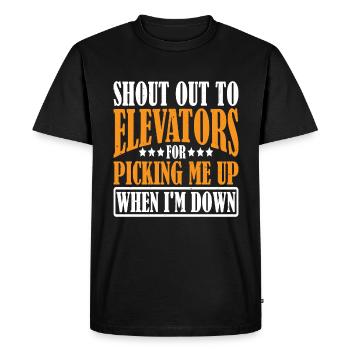 Aux ascenseurs pour venir me chercher quand je suis en bas 7 - T-shirt Premium bio Homme - noir - Devant - Nico (187cm)