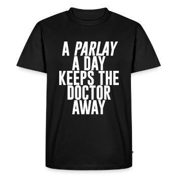 Un parlay Une journée éloigne le médecin - T-shirt Premium bio Homme - noir - Devant - Nico (187cm)